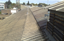 operario caminando sobre techo de fibrocemento